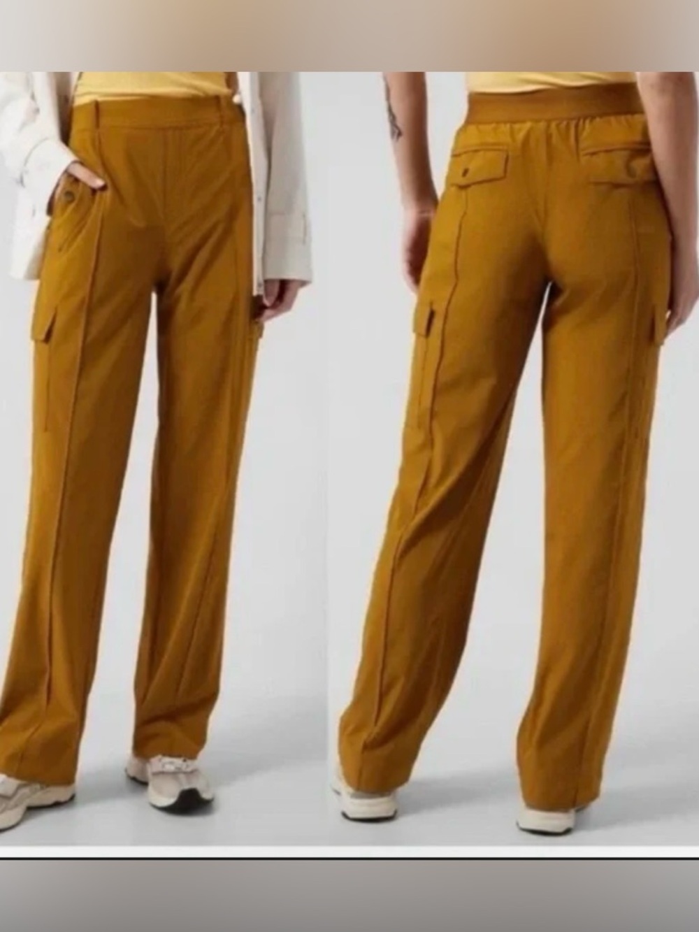 Athleta Vienna Straight-Leg Cargo Pants in Mustard